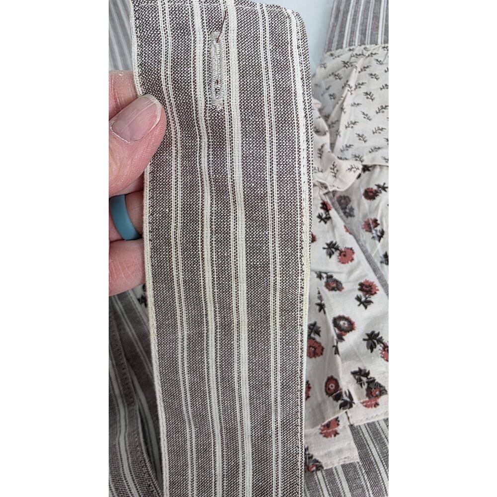 Farmhouse Brown Ruffle Striped Room Darkening Curtain Panel Pair 40"Wx84"L - Picture 10 of 10